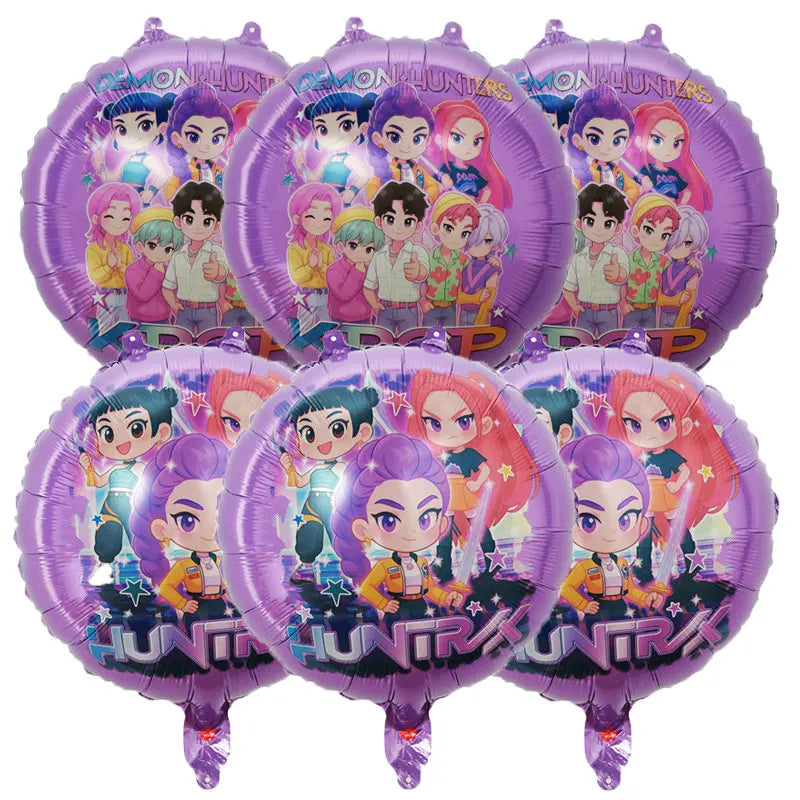 6Pcs Demon Hunters 18Inch Cartoon Anime Foil Helium Balloon Set for Baby Shower Kids Birthday Party Decorations Global Supplies