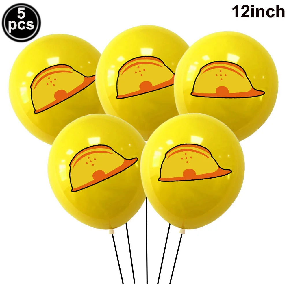 Construction Truck Balloons Excavator Cement Truck Forklift Crane Foil Balloon Kid Boys Birthday Party Construction Theme Decors