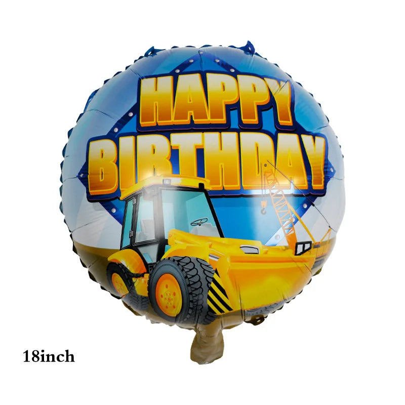 Construction Truck Balloons Excavator Cement Truck Forklift Crane Foil Balloon Kid Boys Birthday Party Construction Theme Decors