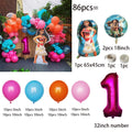 86PCS Ocean Adventures Moana Balloon Column Set 32inch Pink Number Daisy Foil Globos 1-9st Girl Birthday Party Home Decorations