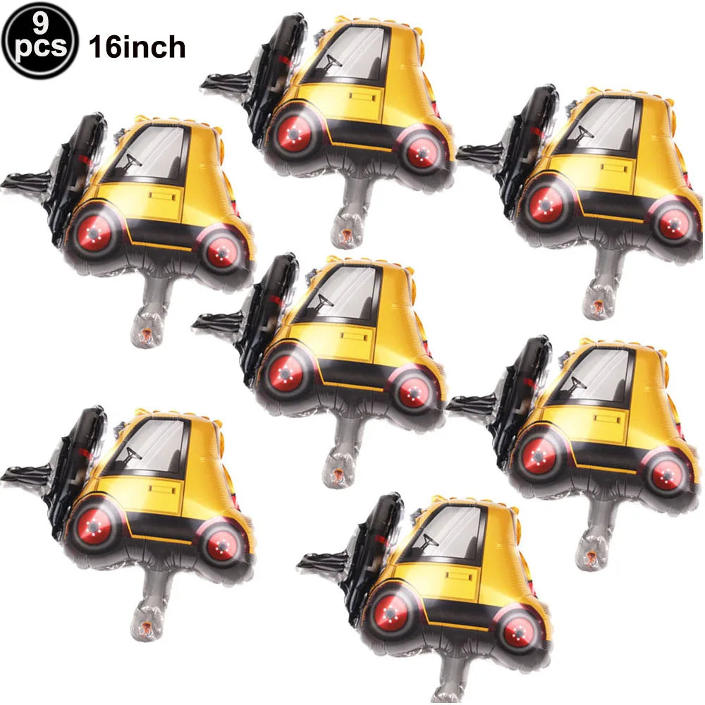 Construction Truck Balloons Excavator Cement Truck Forklift Crane Foil Balloon Kid Boys Birthday Party Construction Theme Decors