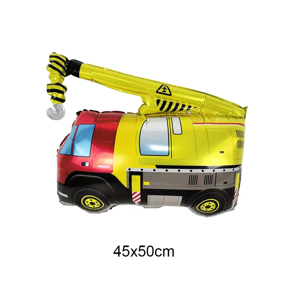 Construction Truck Balloons Excavator Cement Truck Forklift Crane Foil Balloon Kid Boys Birthday Party Construction Theme Decors