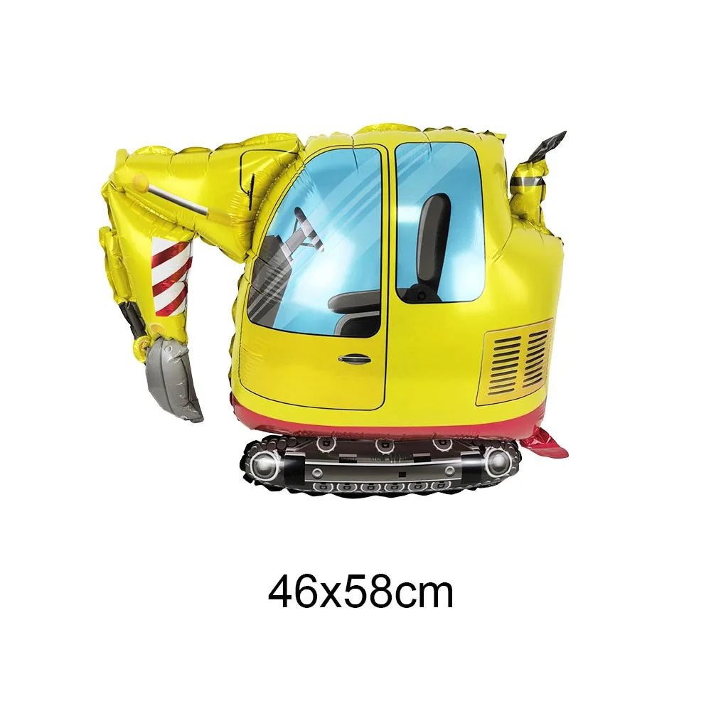 Construction Truck Balloons Excavator Cement Truck Forklift Crane Foil Balloon Kid Boys Birthday Party Construction Theme Decors