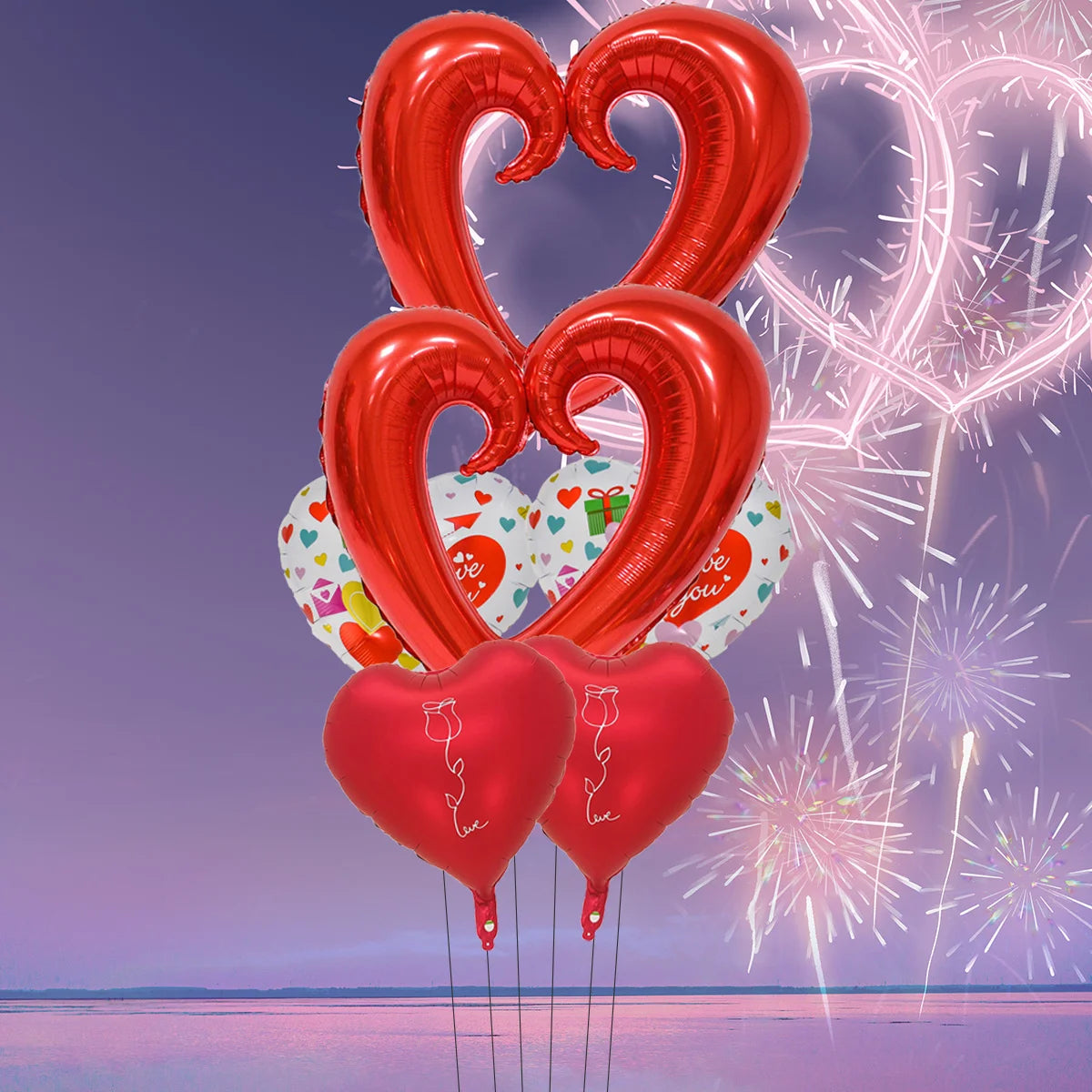 1pc Base Stand Happy Valentine's Day Heart to Heart Balloons Love Heart Bear Balloon wedding Valentine's Day Decorations
