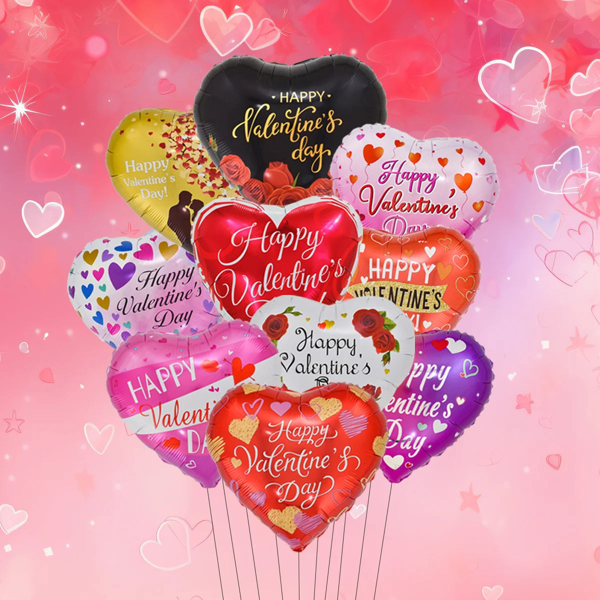 1pc Base Stand Happy Valentine's Day Heart to Heart Balloons Love Heart Bear Balloon wedding Valentine's Day Decorations