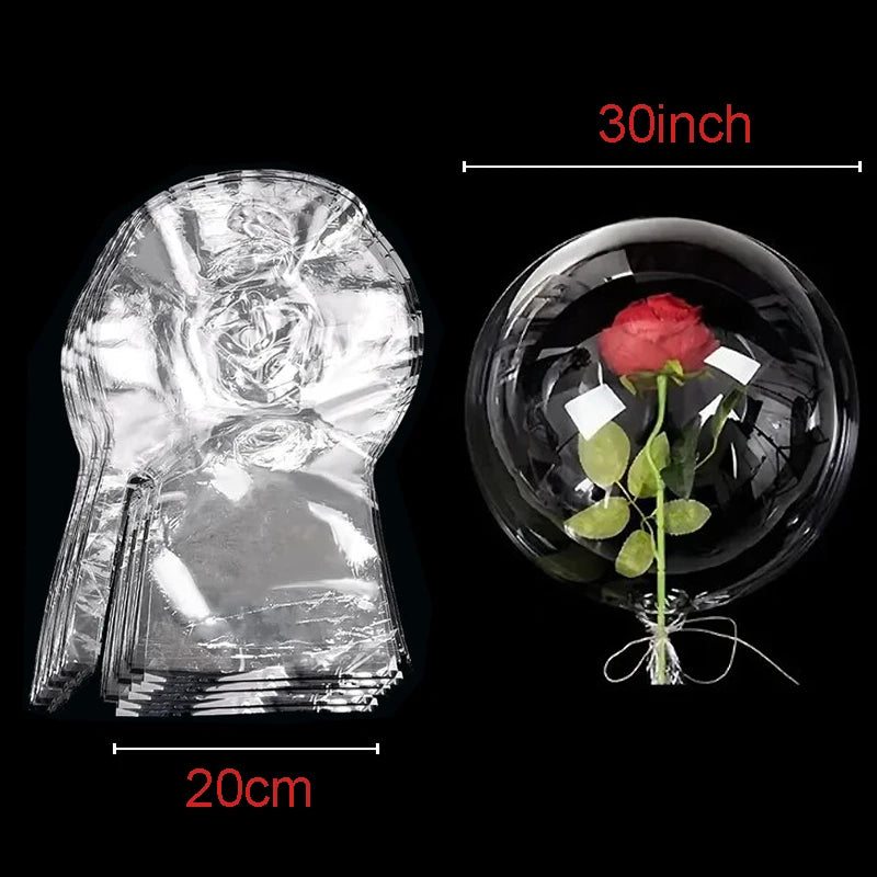 3/5Pcs Large Wide Neck Transparent Bobo Balloons Flower Bouquet Doll Snack Gift Wrap Valentines Day Birthday Party Wedding Decor