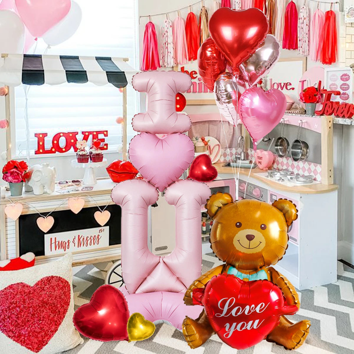 12-piece Valentine's Day balloon decoration, suitable for Valentine's Day, anniversaries, proposal parties, birthdays.