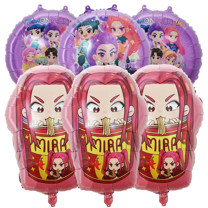 6Pcs Demon Hunters 18Inch Cartoon Anime Foil Helium Balloon Set for Baby Shower Kids Birthday Party Decorations Global Supplies
