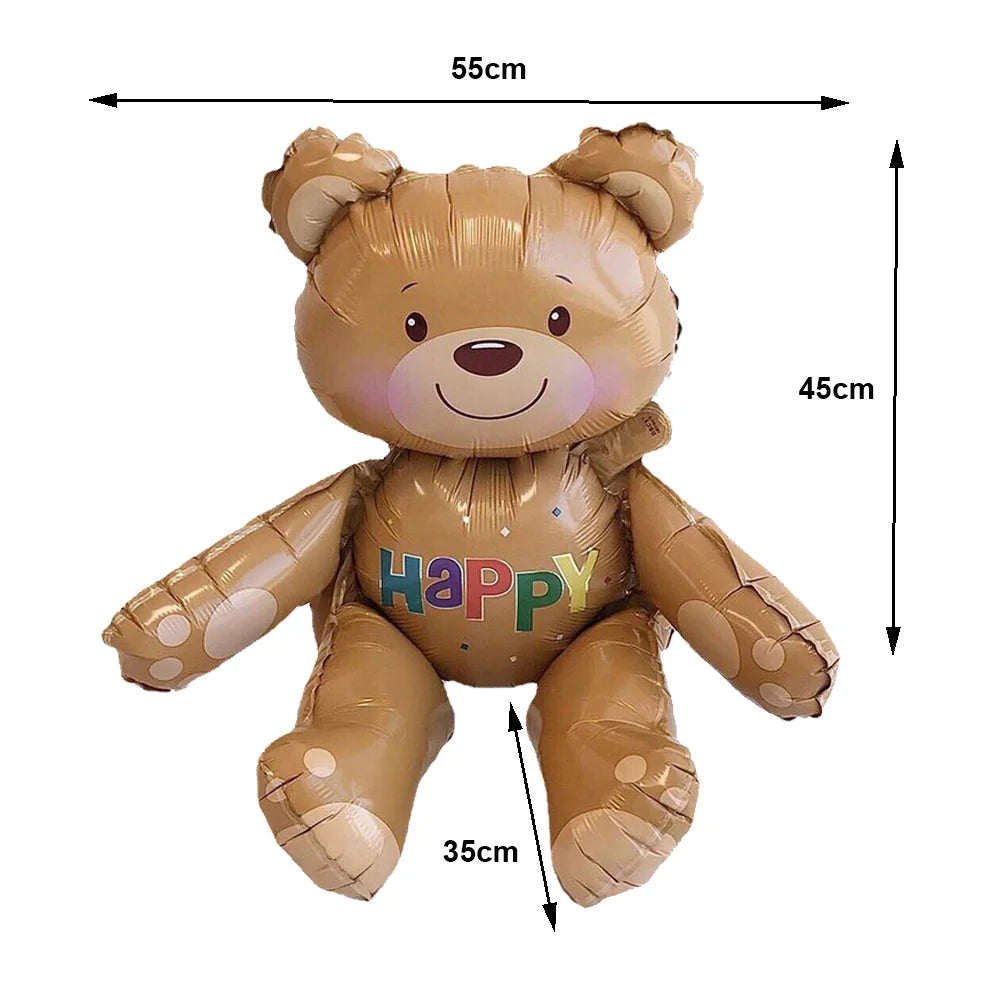 1Pc Large Inflatable Heart Hugging Bear Balloon Cartoon Valentine's Day Bear Decor Balloon Holiday Party Supplies Standing Decor