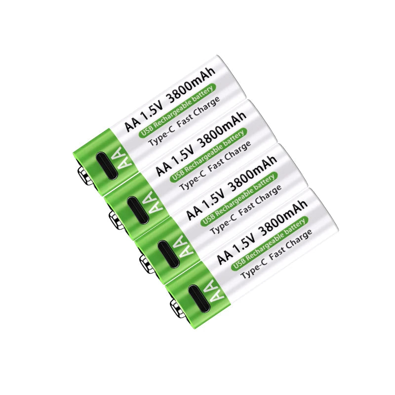 Brand New Li-ion AA Rechargeable Batteries USB Lithium-ion 3800mAh 1.5V AA Rechargeable Batteries+ Data Cable and Storage Box