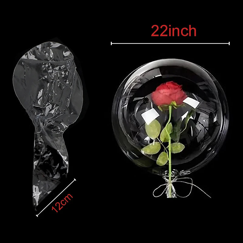 3/5Pcs Large Wide Neck Transparent Bobo Balloons Flower Bouquet Doll Snack Gift Wrap Valentines Day Birthday Party Wedding Decor