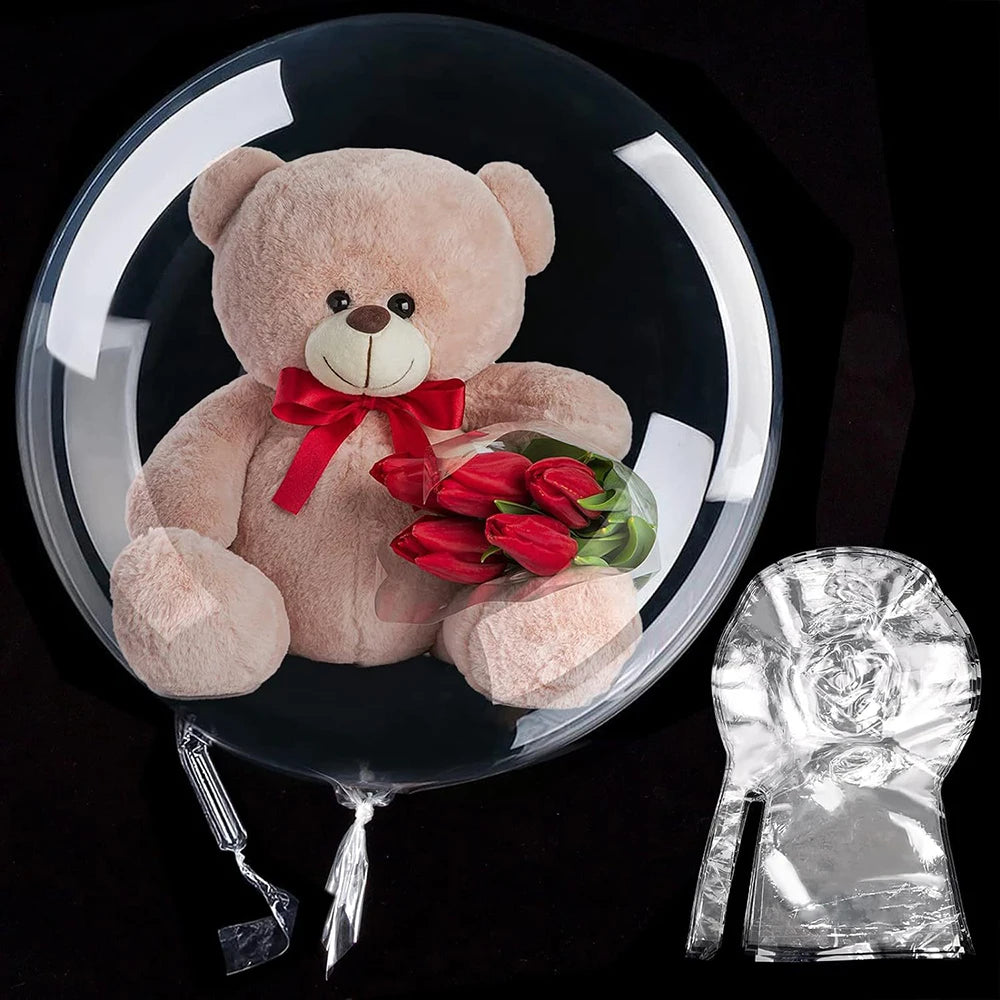 3/5Pcs Large Wide Neck Transparent Bobo Balloons Flower Bouquet Doll Snack Gift Wrap Valentines Day Birthday Party Wedding Decor