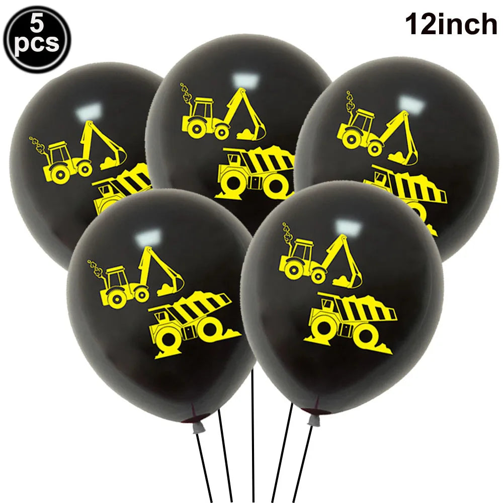 Construction Truck Balloons Excavator Cement Truck Forklift Crane Foil Balloon Kid Boys Birthday Party Construction Theme Decors