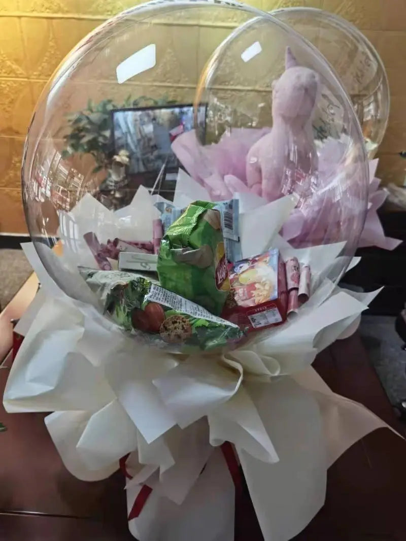 3/5Pcs Large Wide Neck Transparent Bobo Balloons Flower Bouquet Doll Snack Gift Wrap Valentines Day Birthday Party Wedding Decor