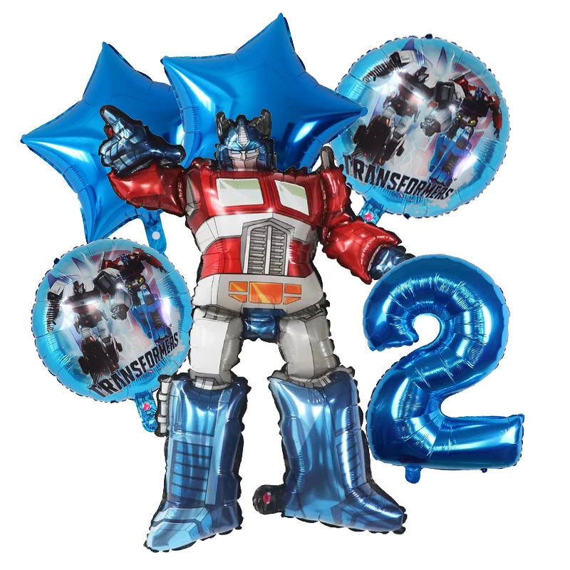 6Pcs Transform Foil Balloons Bee Birthday Theme Party Decoration Baby Shower Supplies Boy Kids Cars Robot Kids Toys Air Globos