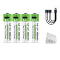Brand New Li-ion AA Rechargeable Batteries USB Lithium-ion 3800mAh 1.5V AA Rechargeable Batteries+ Data Cable and Storage Box