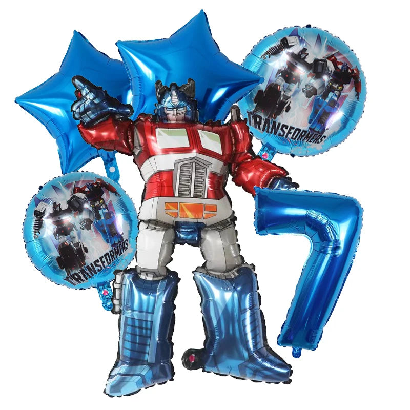 6Pcs Transform Foil Balloons Bee Birthday Theme Party Decoration Baby Shower Supplies Boy Kids Cars Robot Kids Toys Air Globos