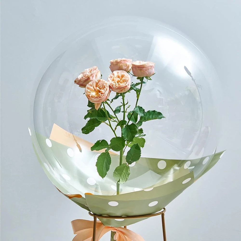 3/5Pcs Large Wide Neck Transparent Bobo Balloons Flower Bouquet Doll Snack Gift Wrap Valentines Day Birthday Party Wedding Decor