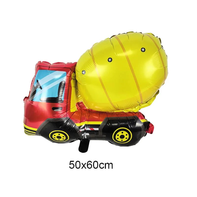 Construction Truck Balloons Excavator Cement Truck Forklift Crane Foil Balloon Kid Boys Birthday Party Construction Theme Decors