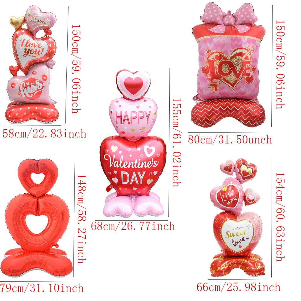 1pc Base Stand Happy Valentine's Day Heart to Heart Balloons Love Heart Bear Balloon wedding Valentine's Day Decorations