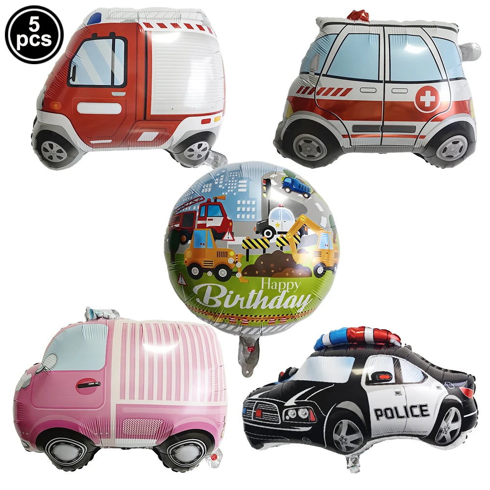 Construction Truck Balloons Excavator Cement Truck Forklift Crane Foil Balloon Kid Boys Birthday Party Construction Theme Decors