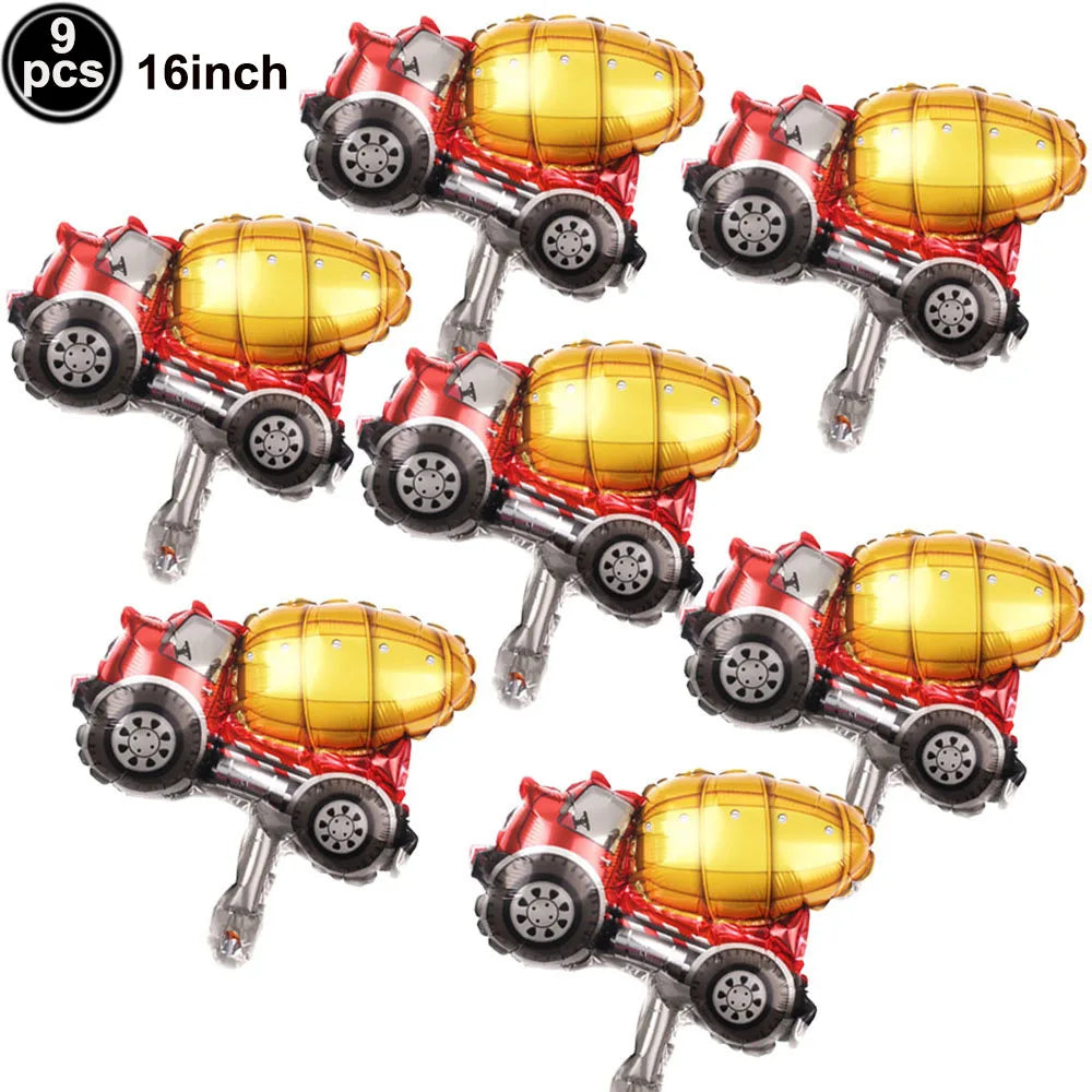 Construction Truck Balloons Excavator Cement Truck Forklift Crane Foil Balloon Kid Boys Birthday Party Construction Theme Decors