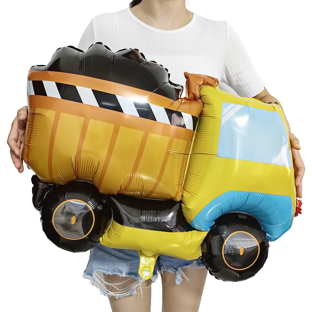 Construction Truck Balloons Excavator Cement Truck Forklift Crane Foil Balloon Kid Boys Birthday Party Construction Theme Decors