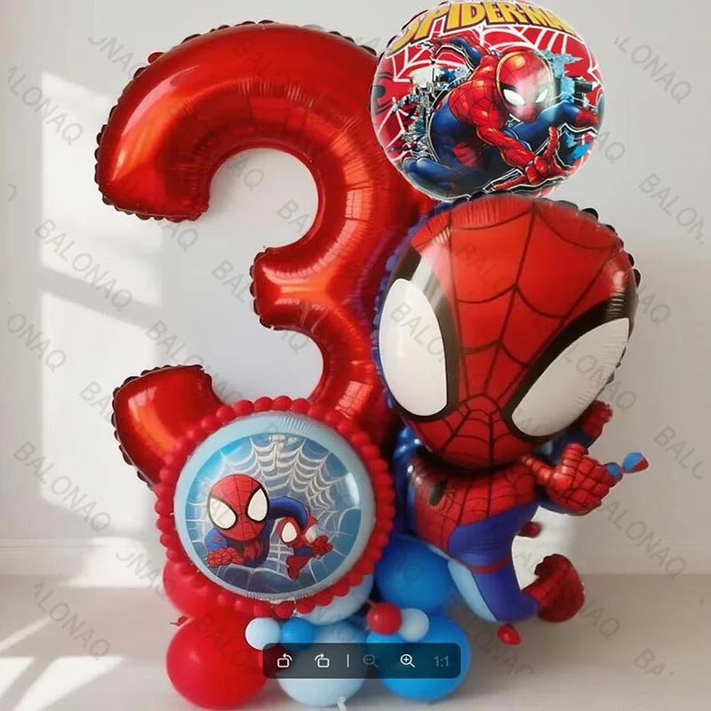 16pcs Spidey and His Amazing Friends Balloons Set Red Spiderman Aluminum Foil Balloon for Birthday Baby Shower Kids Toys Gifts