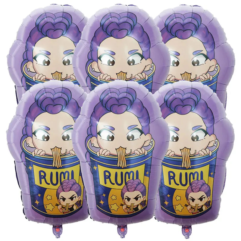 6Pcs Demon Hunters 18Inch Cartoon Anime Foil Helium Balloon Set for Baby Shower Kids Birthday Party Decorations Global Supplies