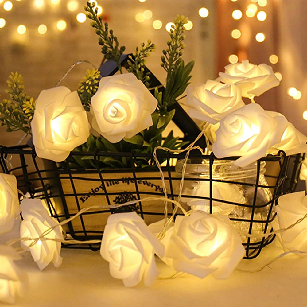 3M 20 LED Rose String Lights Battery Operated Flower Garland Fairy Lights Valentine Wedding Party Decoration Christmas Lights