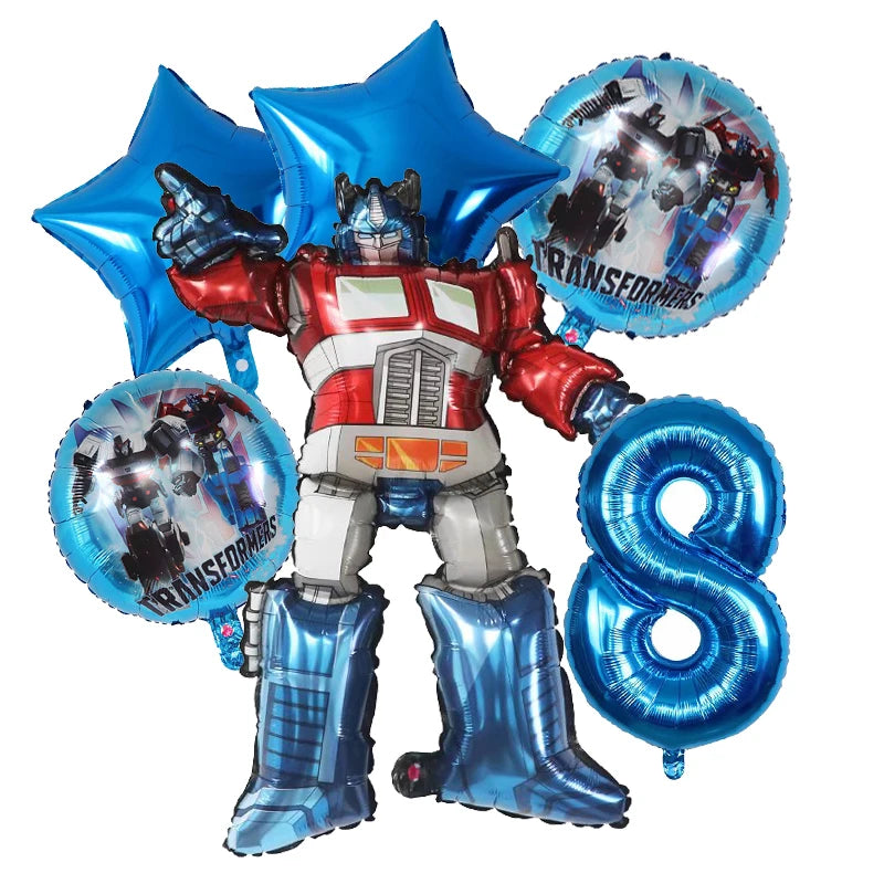 6Pcs Transform Foil Balloons Bee Birthday Theme Party Decoration Baby Shower Supplies Boy Kids Cars Robot Kids Toys Air Globos