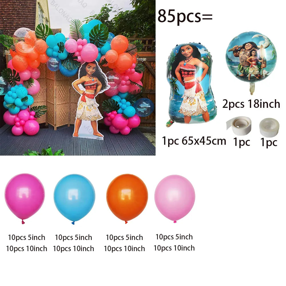 86PCS Ocean Adventures Moana Balloon Column Set 32inch Pink Number Daisy Foil Globos 1-9st Girl Birthday Party Home Decorations