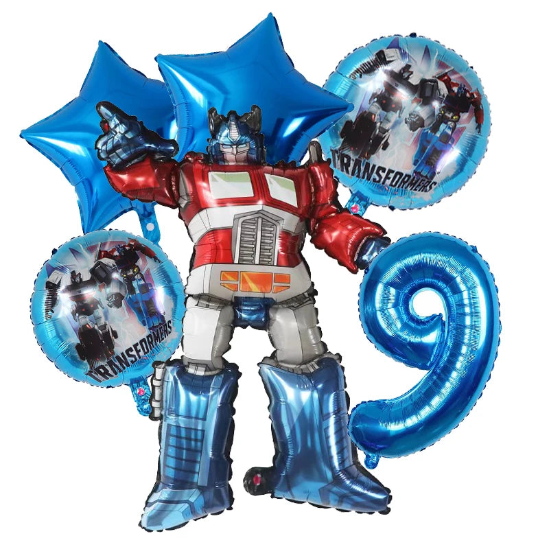 6Pcs Transform Foil Balloons Bee Birthday Theme Party Decoration Baby Shower Supplies Boy Kids Cars Robot Kids Toys Air Globos