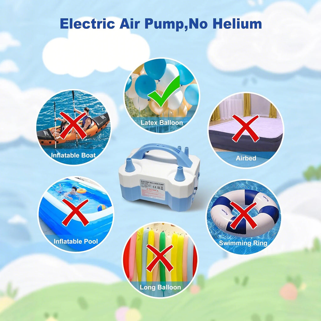 Electric Balloon Pump, Portable Dual Nozzle Electric Air Balloon Pump Inflator Blower Machine for Party Decorations