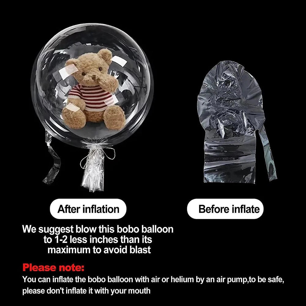 3/5Pcs Large Wide Neck Transparent Bobo Balloons Flower Bouquet Doll Snack Gift Wrap Valentines Day Birthday Party Wedding Decor