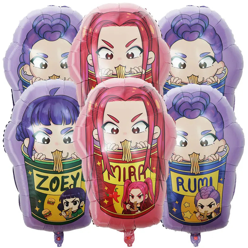 6Pcs Demon Hunters 18Inch Cartoon Anime Foil Helium Balloon Set for Baby Shower Kids Birthday Party Decorations Global Supplies