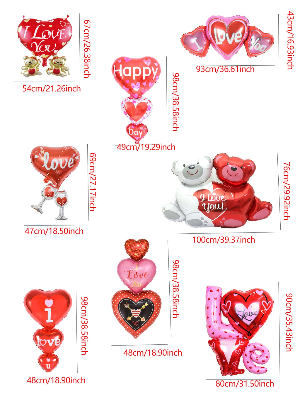 1pc Base Stand Happy Valentine's Day Heart to Heart Balloons Love Heart Bear Balloon wedding Valentine's Day Decorations
