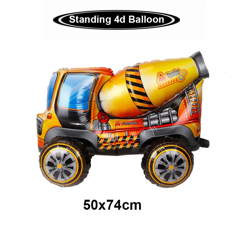 Construction Truck Balloons Excavator Cement Truck Forklift Crane Foil Balloon Kid Boys Birthday Party Construction Theme Decors