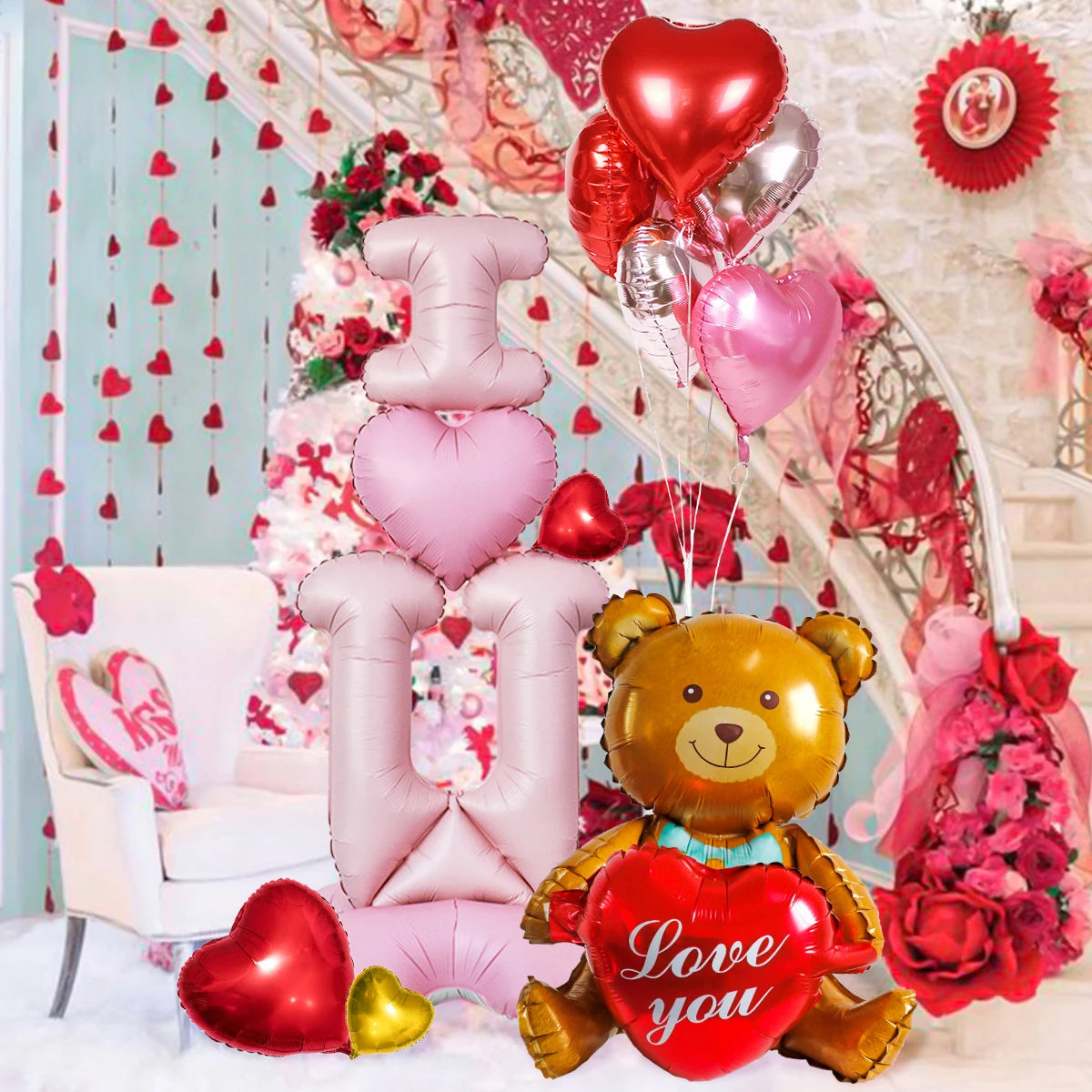 12-piece Valentine's Day balloon decoration, suitable for Valentine's Day, anniversaries, proposal parties, birthdays.