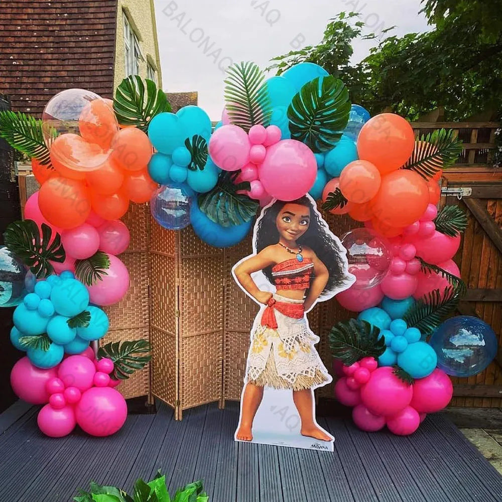86PCS Ocean Adventures Moana Balloon Column Set 32inch Pink Number Daisy Foil Globos 1-9st Girl Birthday Party Home Decorations