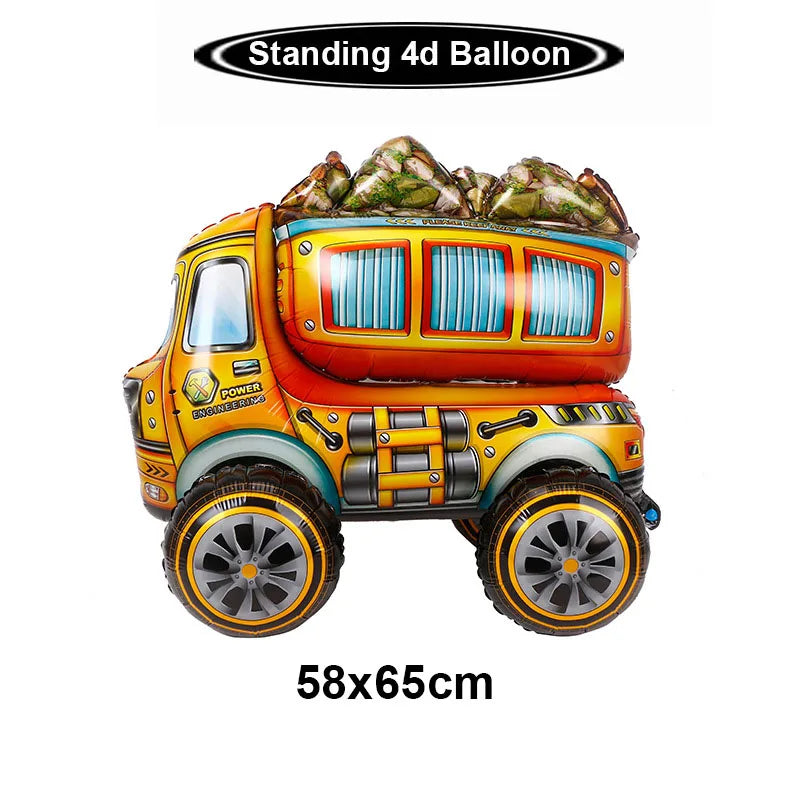 Construction Truck Balloons Excavator Cement Truck Forklift Crane Foil Balloon Kid Boys Birthday Party Construction Theme Decors